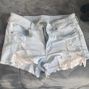 American Eagle Hi-Rise Shorts light blue denim